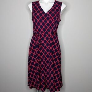 41 Hawthorne Kassidy Blue & Pink Faux Wrap Dress Medium